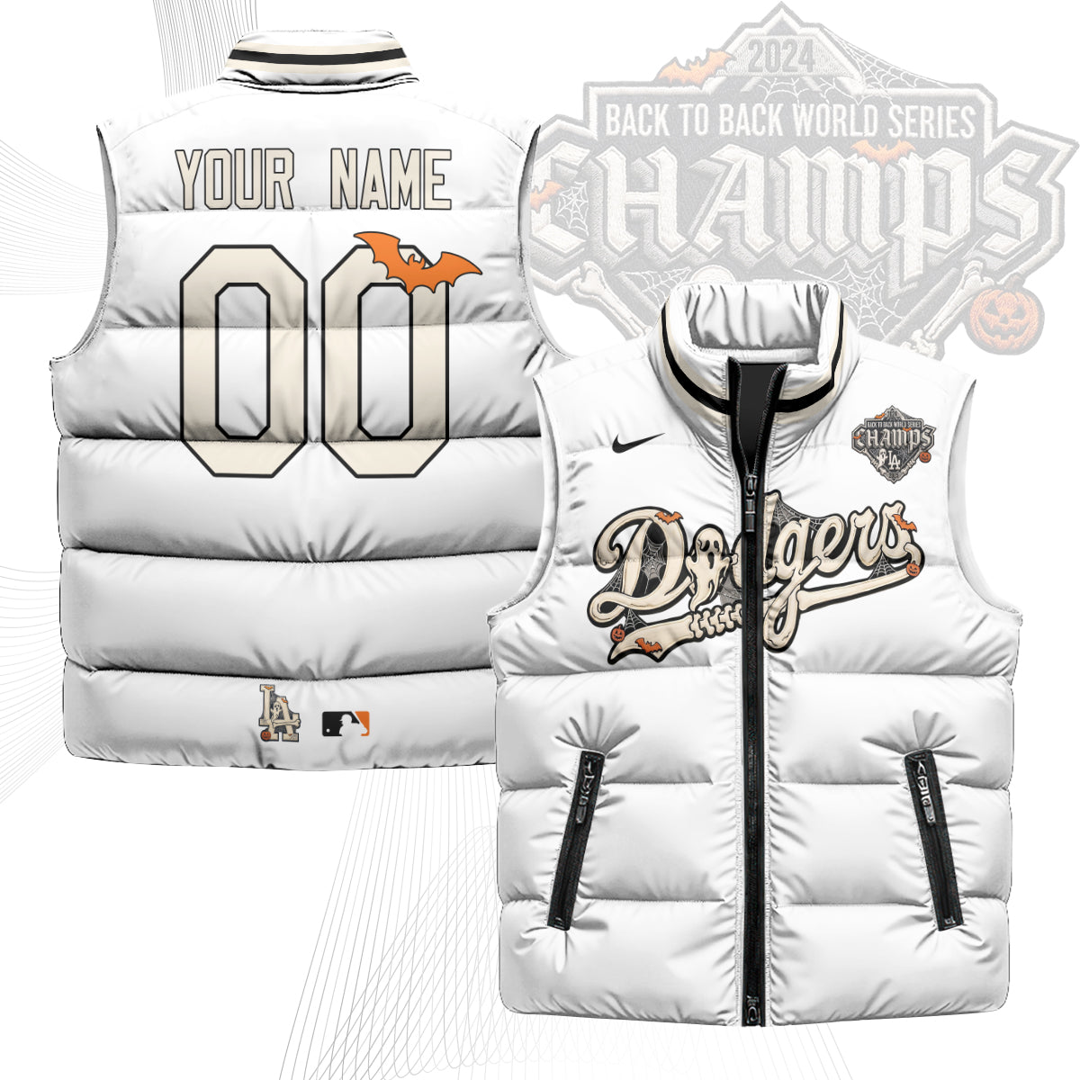 Los Angeles Dodgers Halloween 2026 Unisex Custom Puffer Vest - Printed