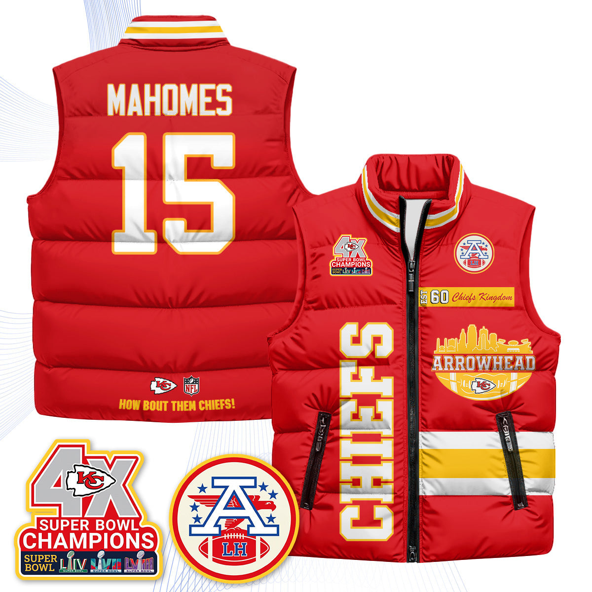 KC Arrowhead Puffer Vest - Printed