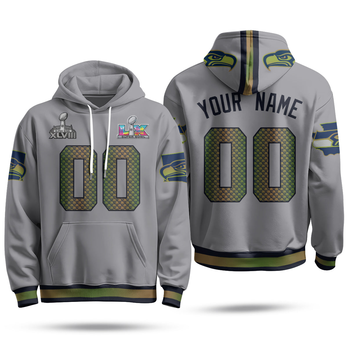 SEA S.Bowl Champs Custom Fleece Hoodie - Printed