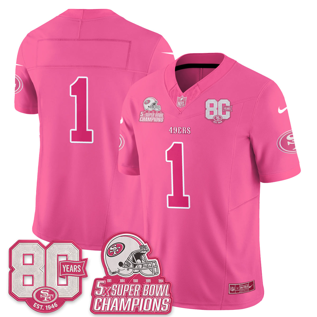 San Francisco 49ers Pink Edition Vapor Jersey - Stitched