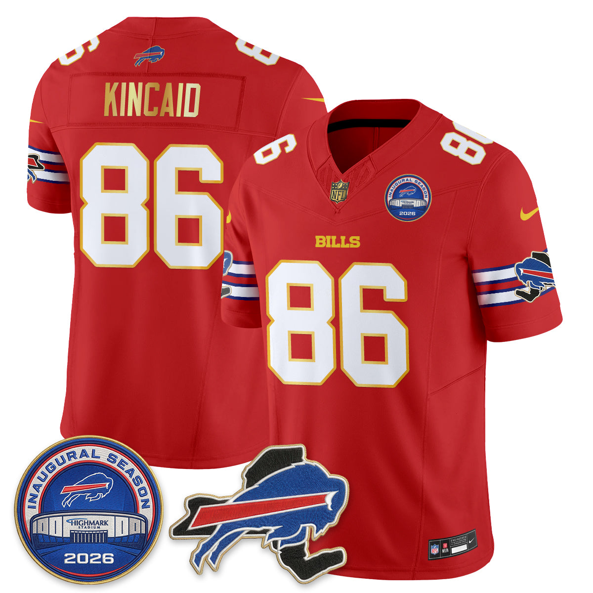 Buffalo Bills 2026 Gold Trim Edition Vapor Jersey - Stitched