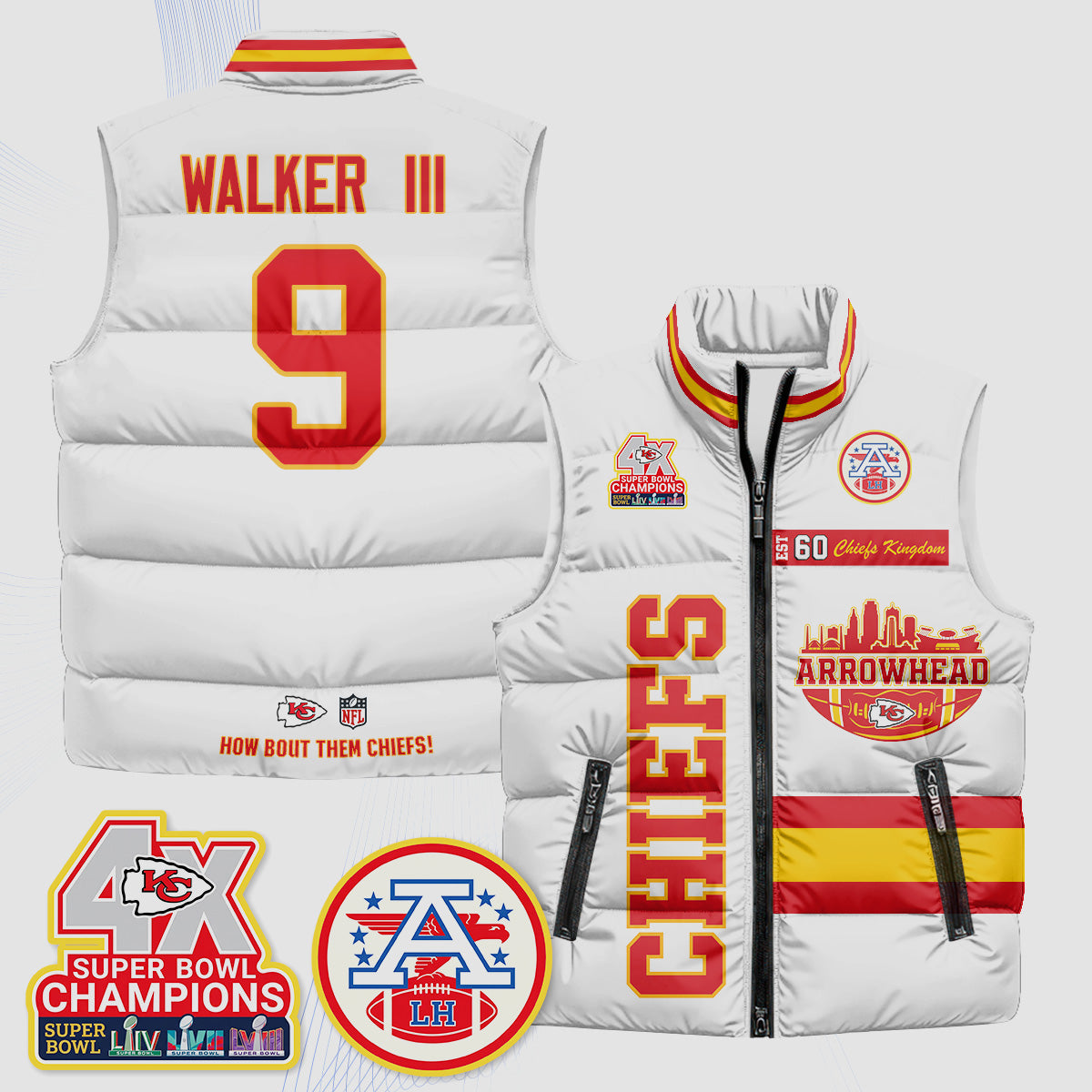 KC Arrowhead Puffer Vest - Printed