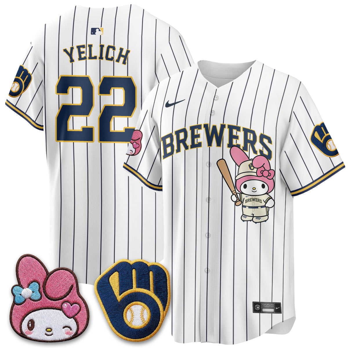 Milwaukee Brewers x Pink Sanrio Friend Edition Vapor Jersey - Stitched