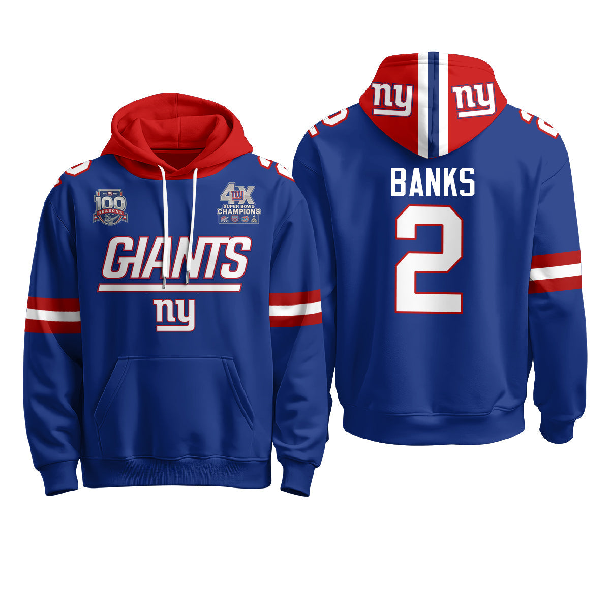 NYG 4X Champs S.Bowl Fleece Hoodie - Printed