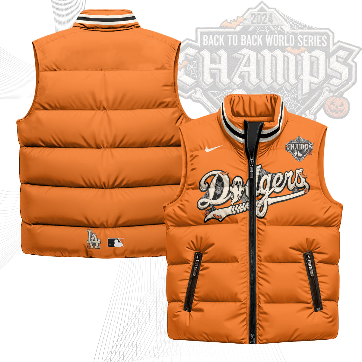 Los Angeles Dodgers Halloween 2026 Unisex Puffer Vest - Printed