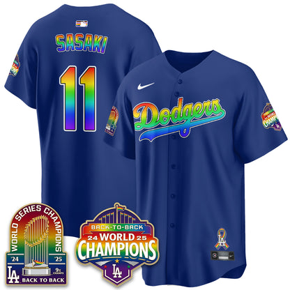 Los Angeles Dodgers Happy Pride Month Vapor Jersey - Stitched