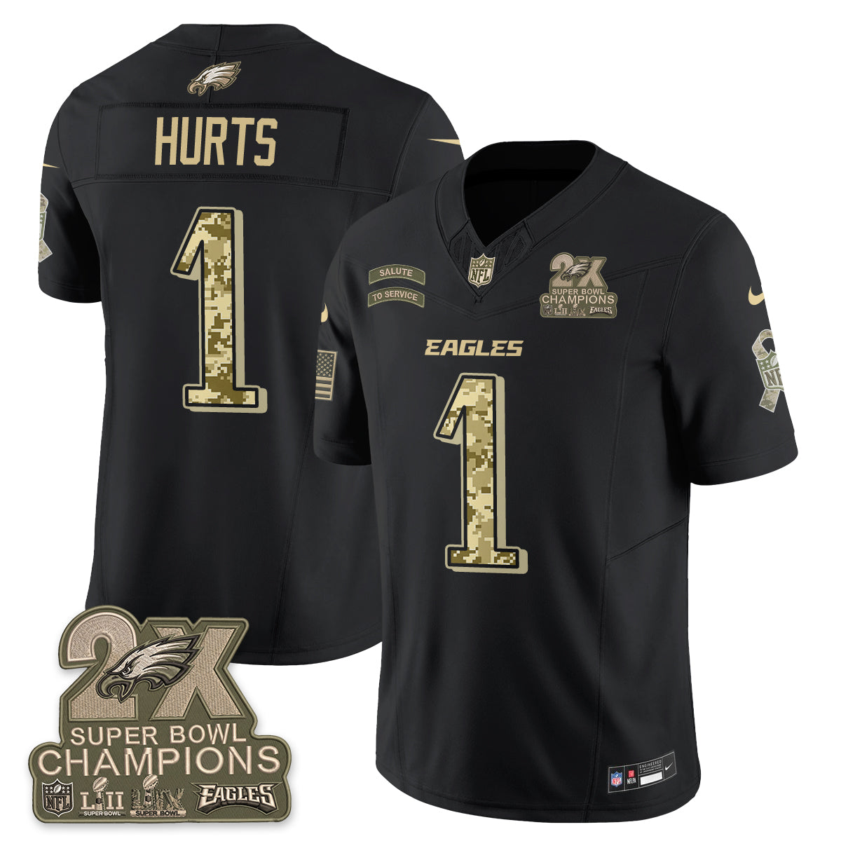 Philadelphia Eagles Salute to Service V2 Vapor Jersey - Stitched