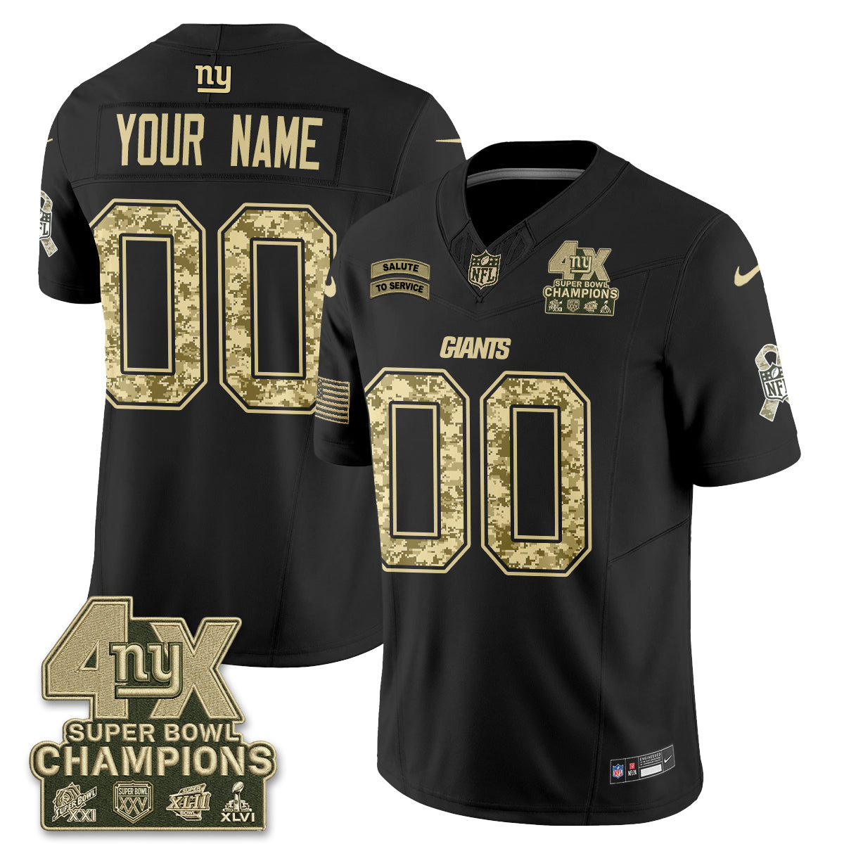 New York Giants 2026 Salute To Service V2 Vapor Custom Jersey - Stitched