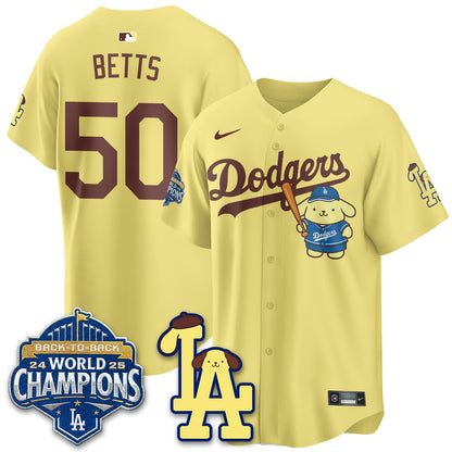 Los Angeles Dodgers Pompompurin Edition Vapor Jersey - Stitched