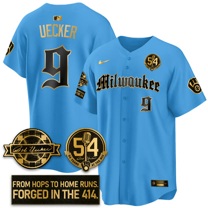 MIL Bob Uecker Patch Vapor Premier Limited Jersey - Gothic Edition - All Stitched