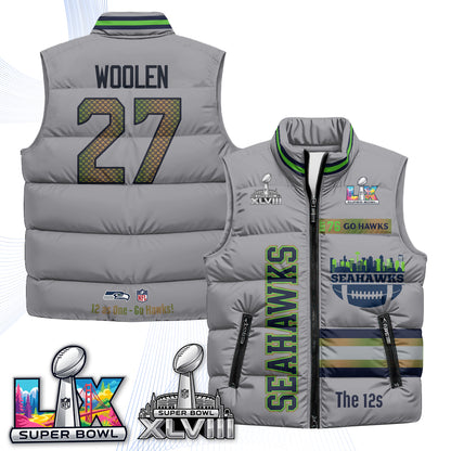 Seattle Seahawks "Go Hawks" Edition Puffer Vest - Printed