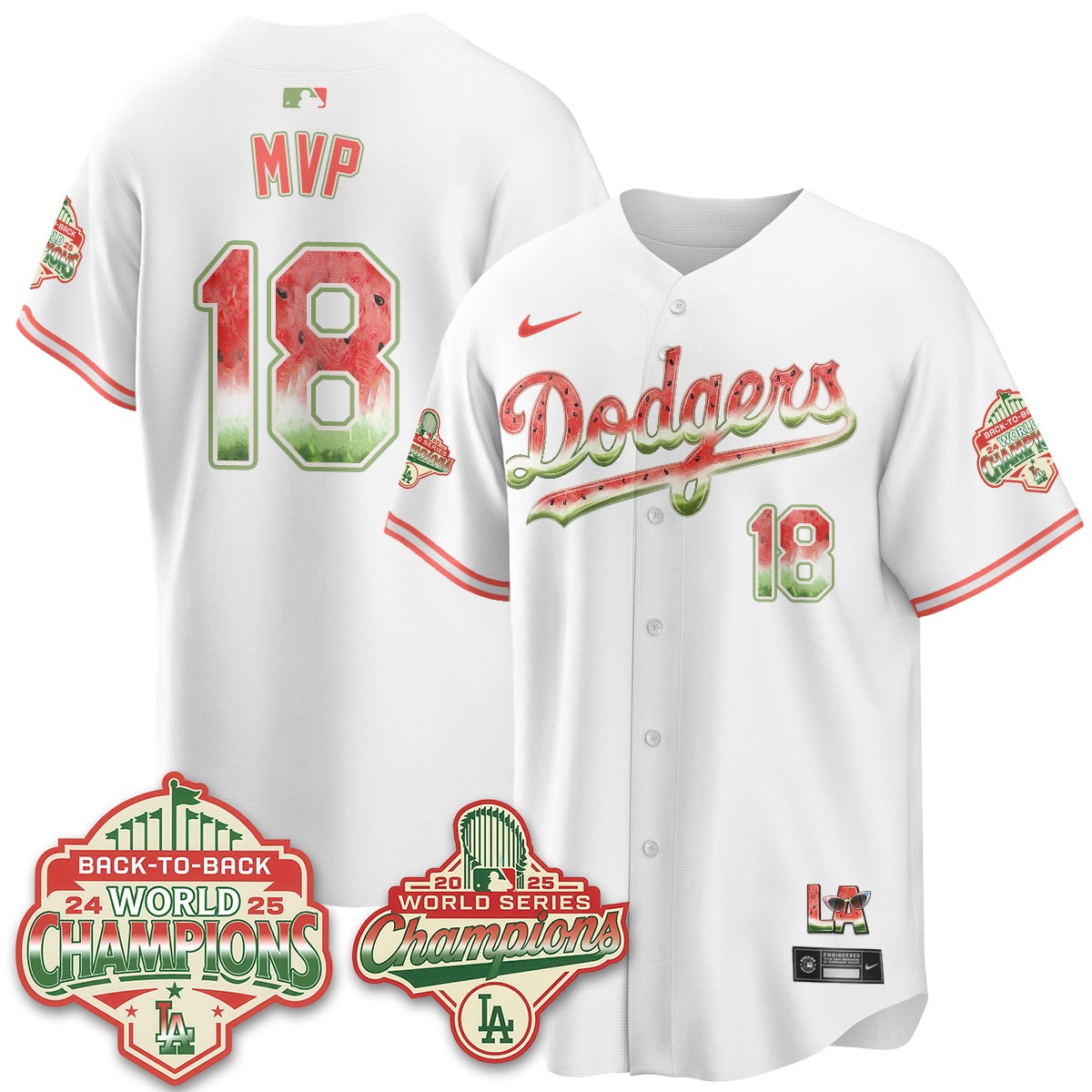Los Angeles Dodgers National Watermelon Day Vapor Jersey - Stitched