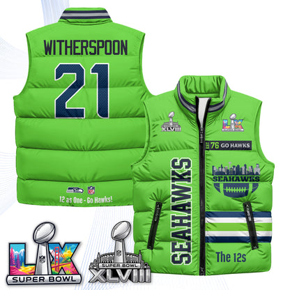 Seattle Seahawks "Go Hawks" Edition Puffer Vest - Printed