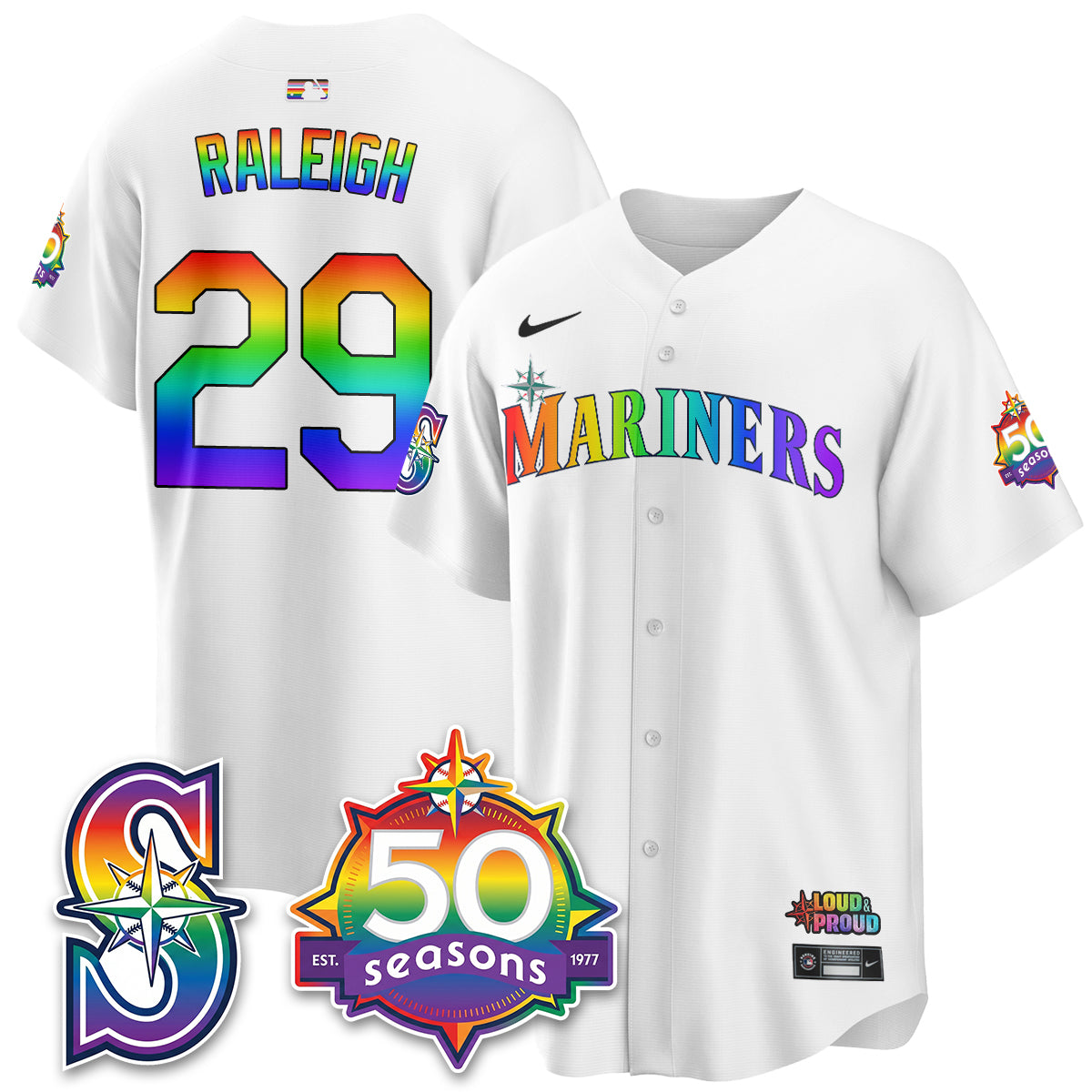 Seattle Mariners Happy Pride Month Vapor Jersey - Stitched