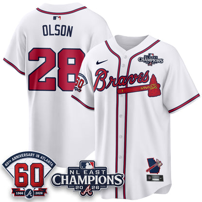 Atlanta Braves 2026 NL East Champs Vapor Jersey - Stitched