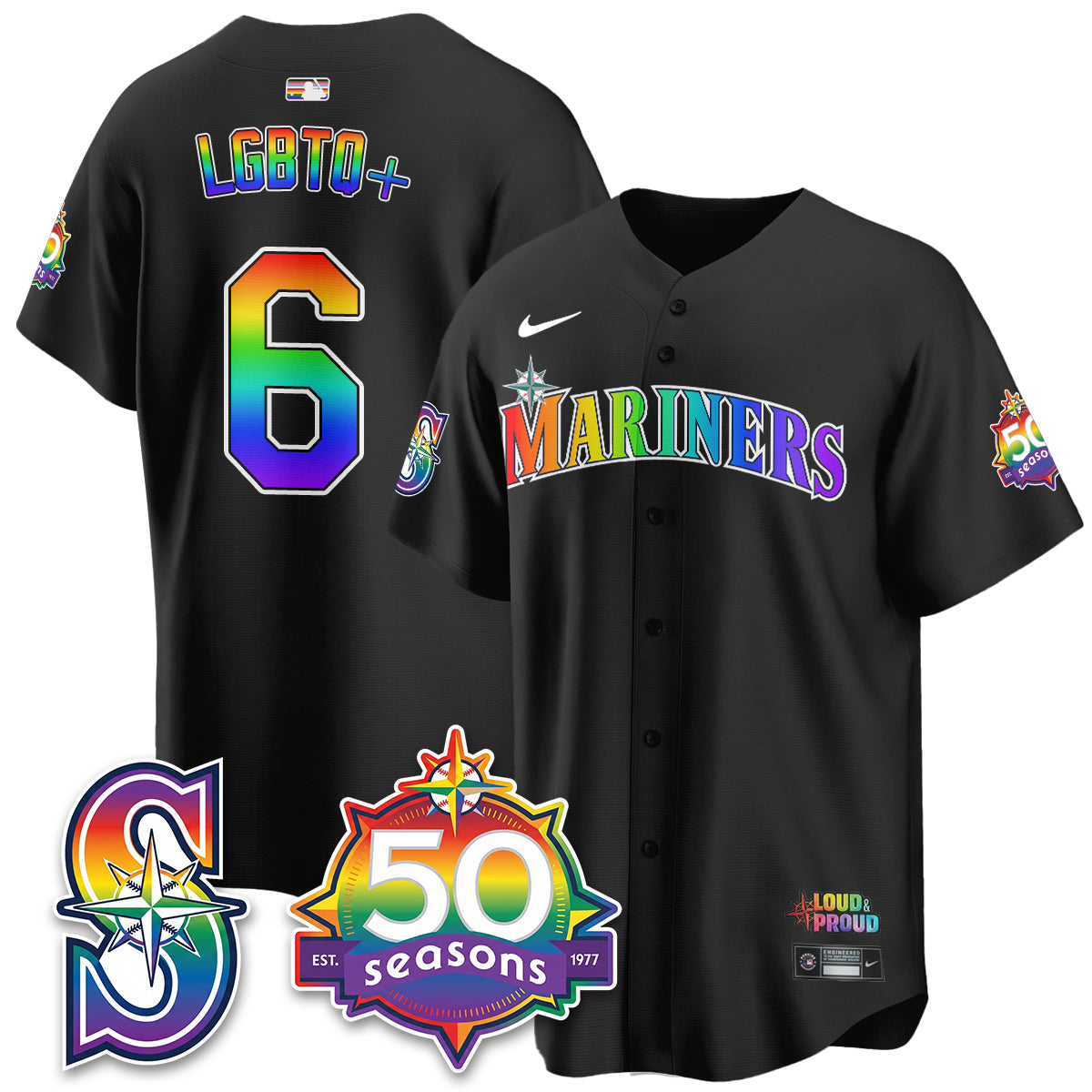 Seattle Mariners Happy Pride Month Vapor Jersey - Stitched