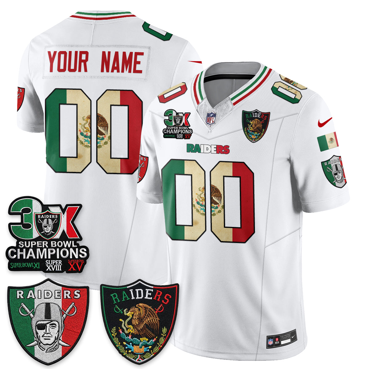 LVR 3X Champs Mexico Edition Vapor Custom Jersey - Stitched