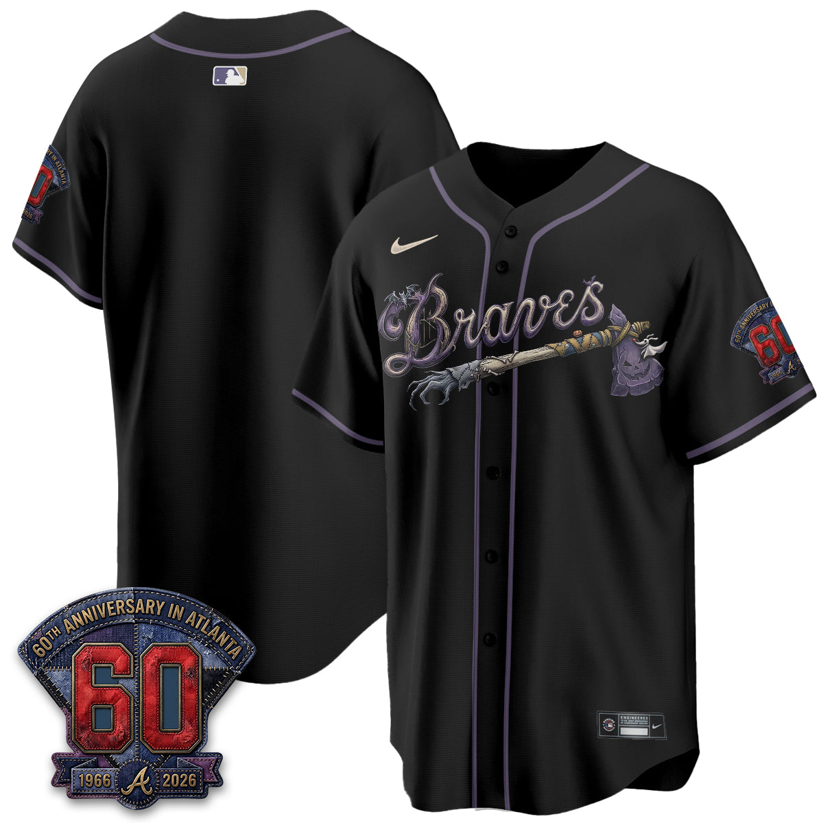 Atlanta Braves Nightmare Edition Vapor Jersey - Stitched