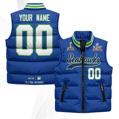 Seattle Seahawks S.Bowl Champs Custom Puffer Vest - Printed