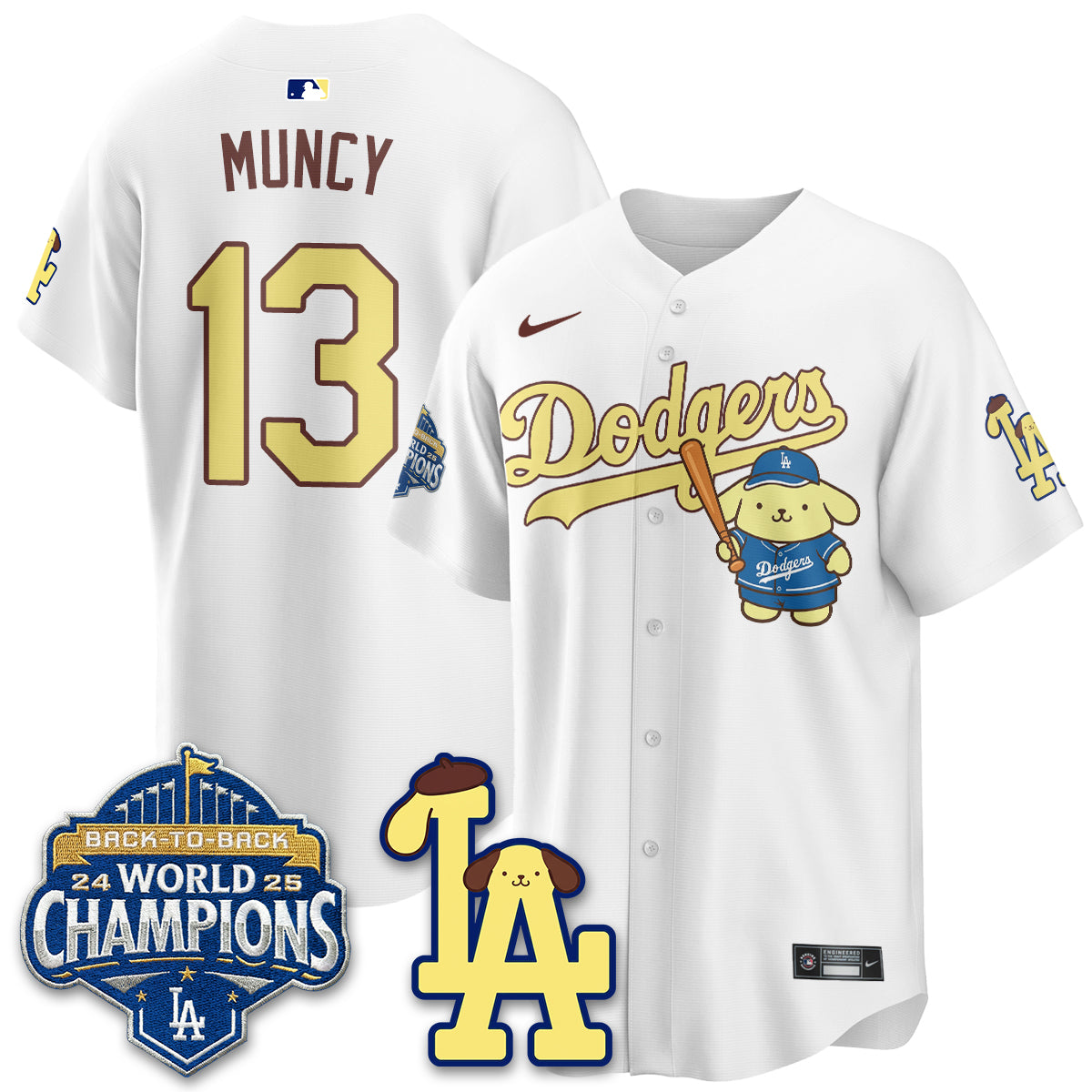 Los Angeles Dodgers Pompompurin Edition Vapor Jersey - Stitched