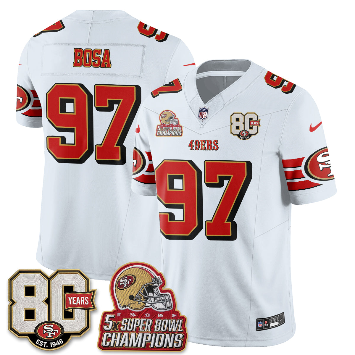 San Francisco 49ers Throwback Vapor Jersey - Stitched