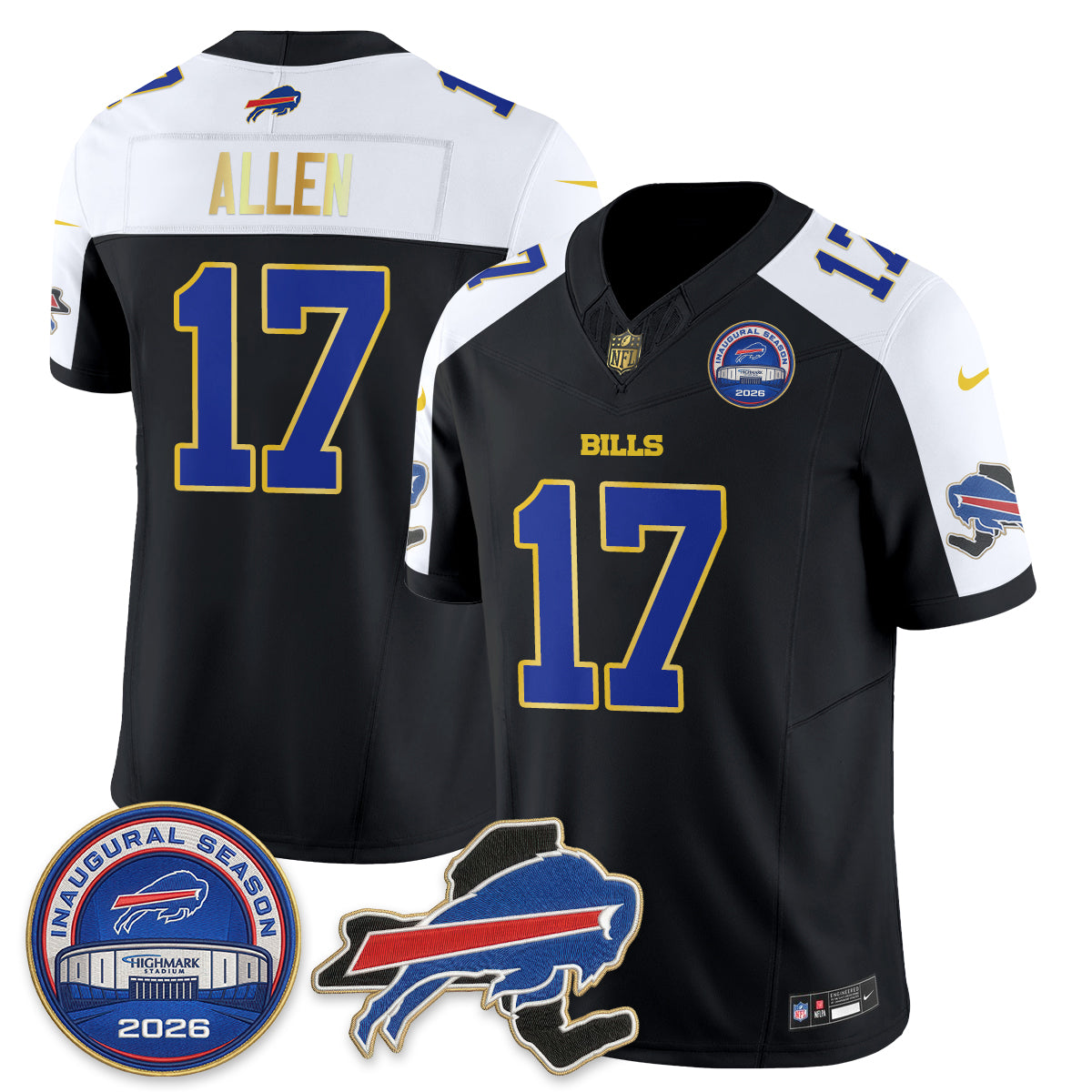 Buffalo Bills 2026 Gold Trim Edition Vapor Jersey - Stitched