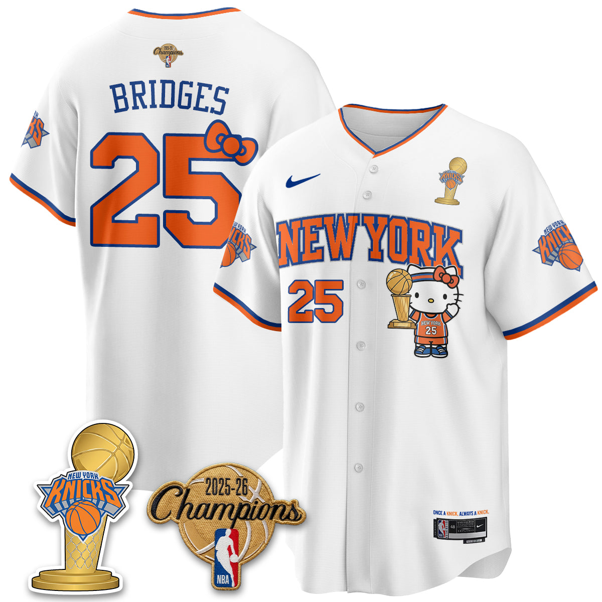 New York Knicks 2026 NBA Champions x Meow Kitty Vapor Jersey - Stitched