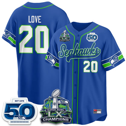 Seattle Seahawks SB LX Champs Vapor Baseball Jersey - Stitch