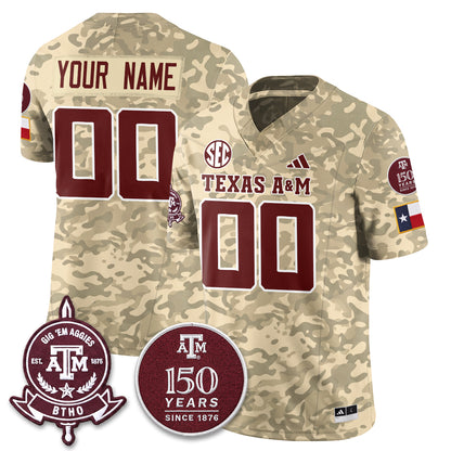 Aggies Camouflage ‘Honor and Support’ 2026 Vapor Limited Custom Jersey - Stitched