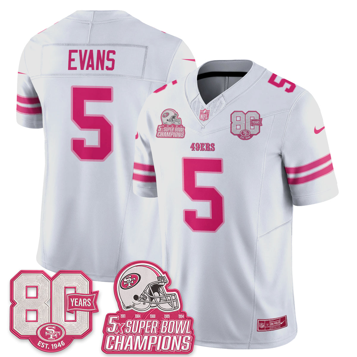 San Francisco 49ers Pink Edition Vapor Jersey - Stitched