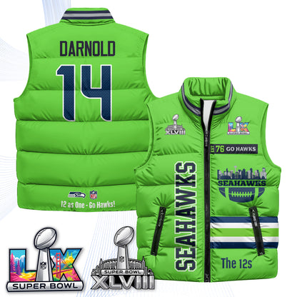 Seattle Seahawks "Go Hawks" Edition Puffer Vest - Printed