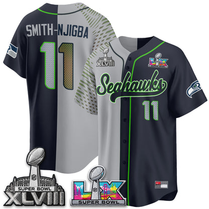 Seattle Seahawks S.Bowl Champs Split Baseball Vapor Jersey V2- Stitched