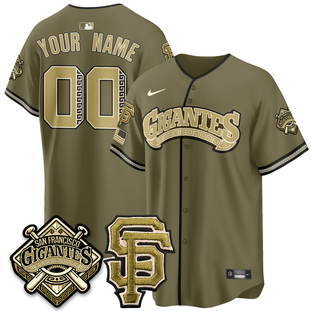 SF New Era Olive 2026 Armed Forces Day Custom Jersey - All Stitched