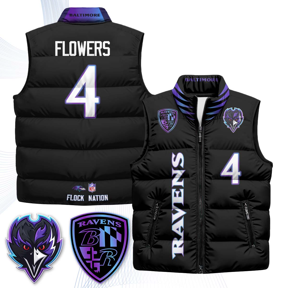 BAL "The Flock" Puffer Vest - Printed (2)