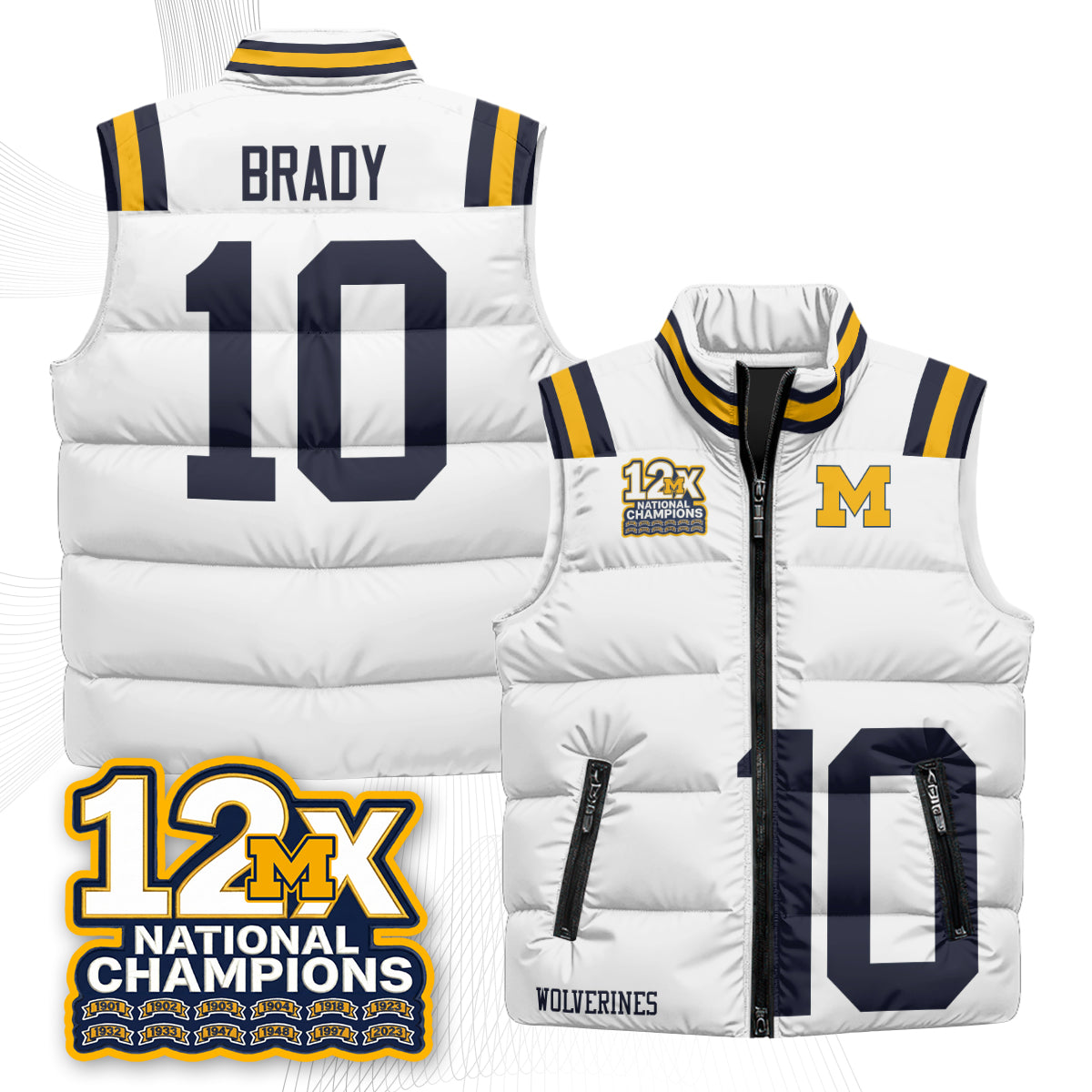 MICH 12X Champs Puffer Vest - Printed
