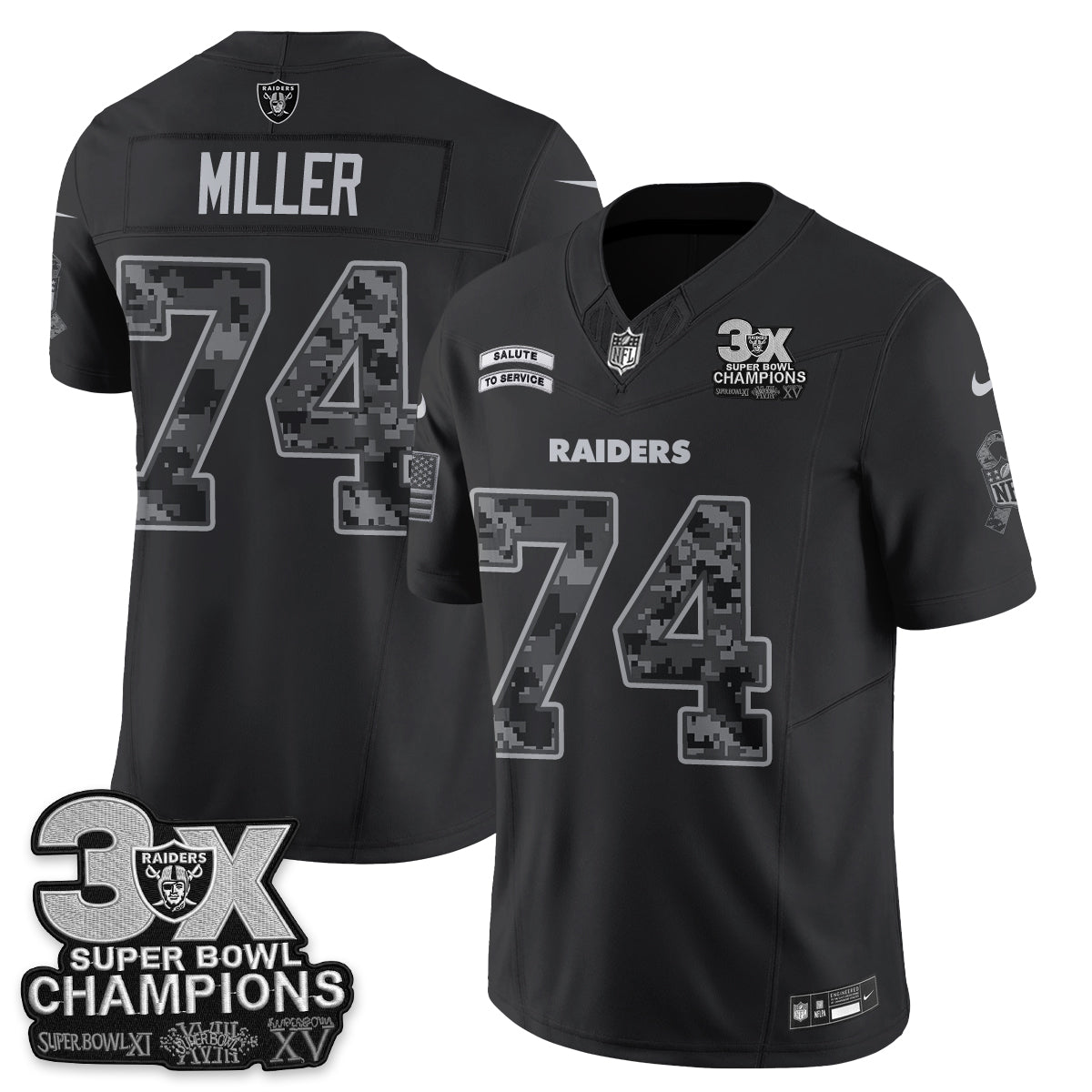 Las Vegas Raiders 2026 Salute to Service V2 Vapor Jersey - Stitched