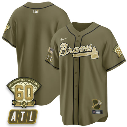 ATL New Era Olive 2026 Armed Forces Day Vapor Limited Jersey - All Stitched