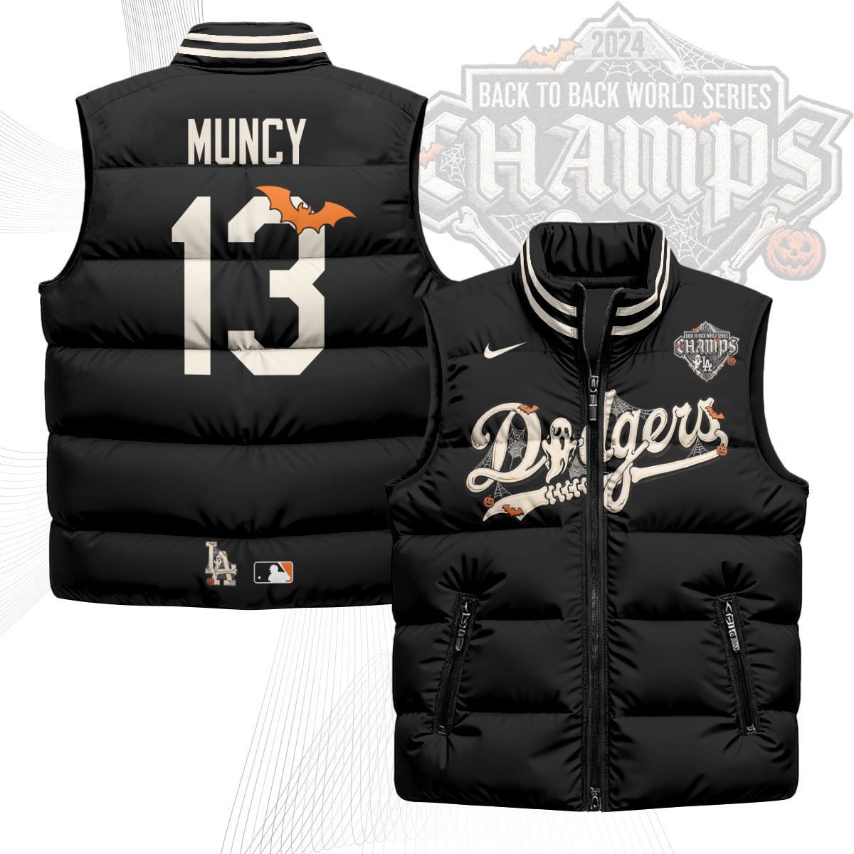 Los Angeles Dodgers Halloween 2026 Unisex Puffer Vest - Printed