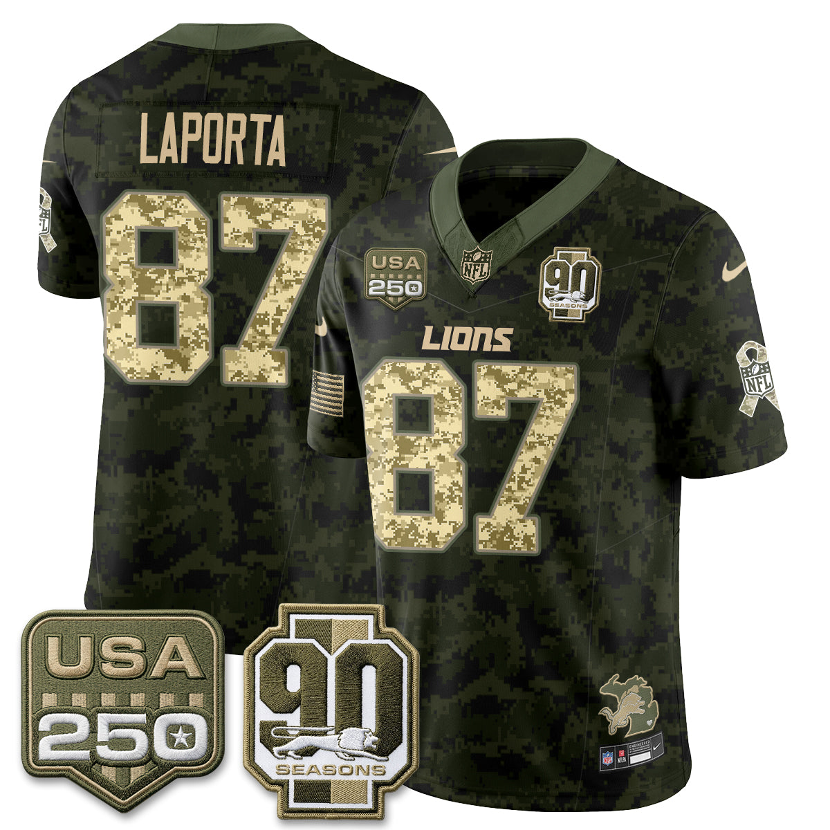 Detroit Lions 2026 Salute to Service Vapor Jersey - Stitched
