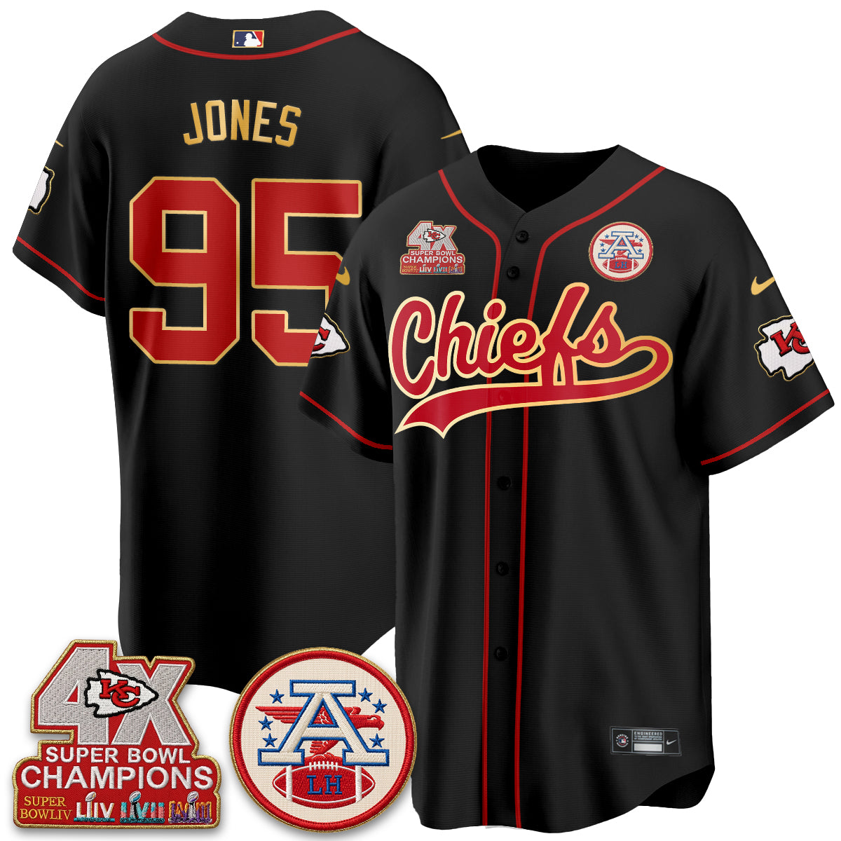 KC 4X Champs Gold Trim Edition Vapor Baseball Jersey - Stitched