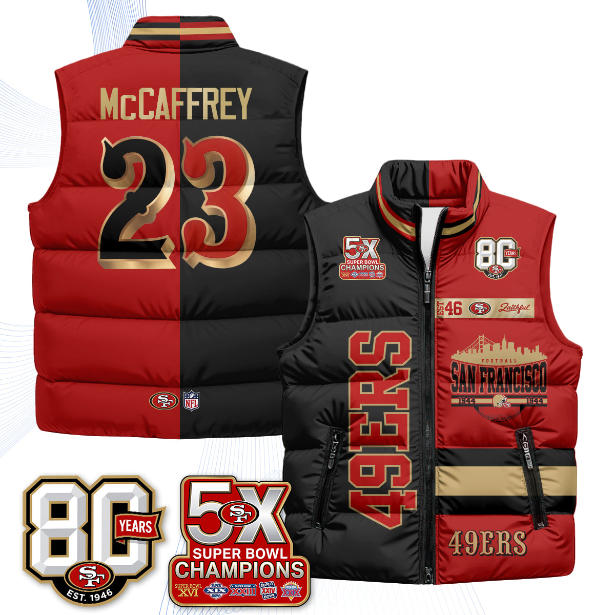 SF Faithful to The Bay Puffer Vest - Printed