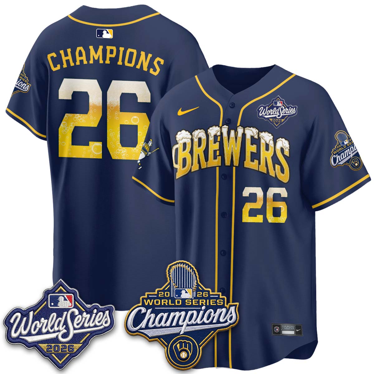 MIL "Pitcher & Pint" 2026 WS Champions Jersey - Stitched (#9) (2)
