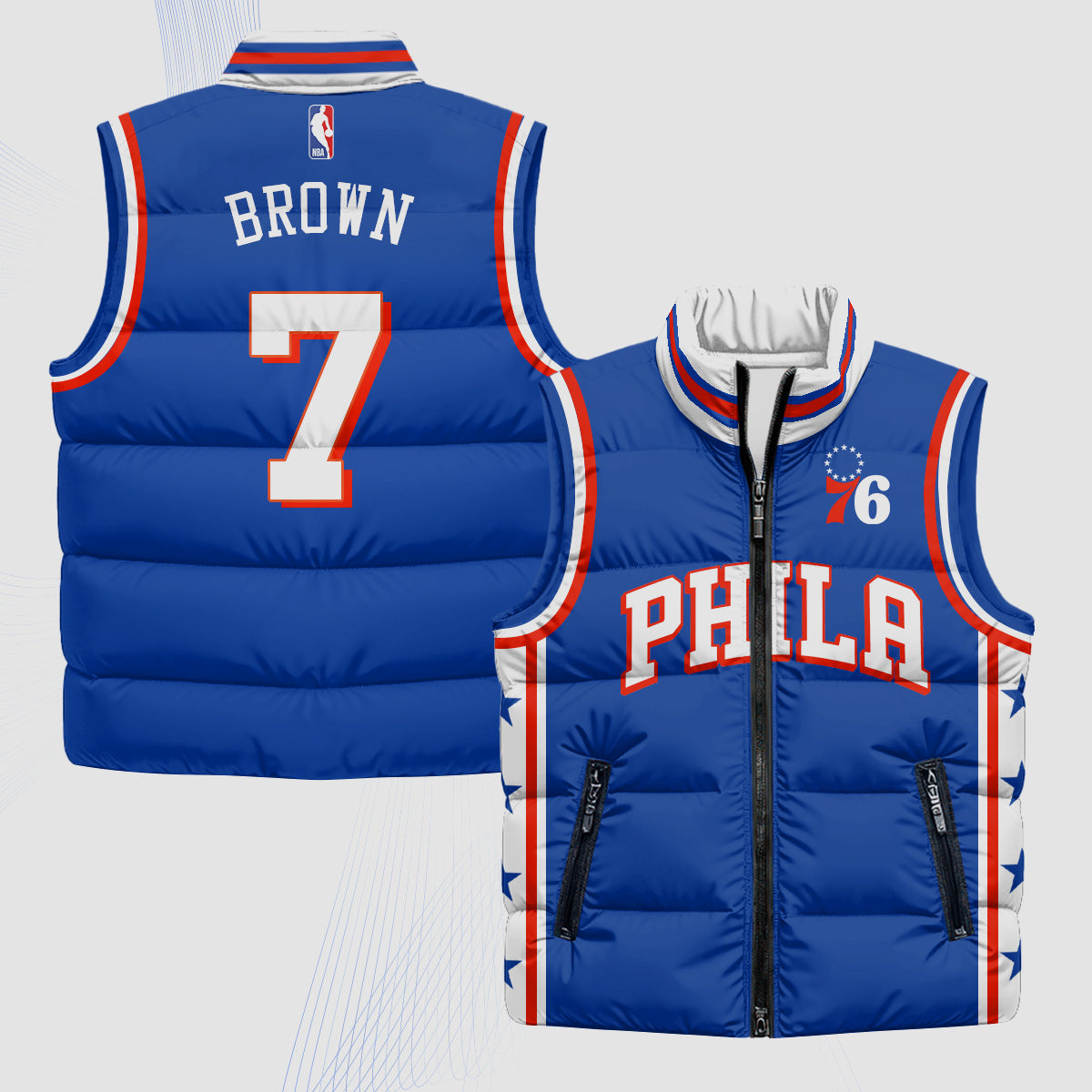 PHI Superteam 24th Season Patch Puffer Vest - Printed
