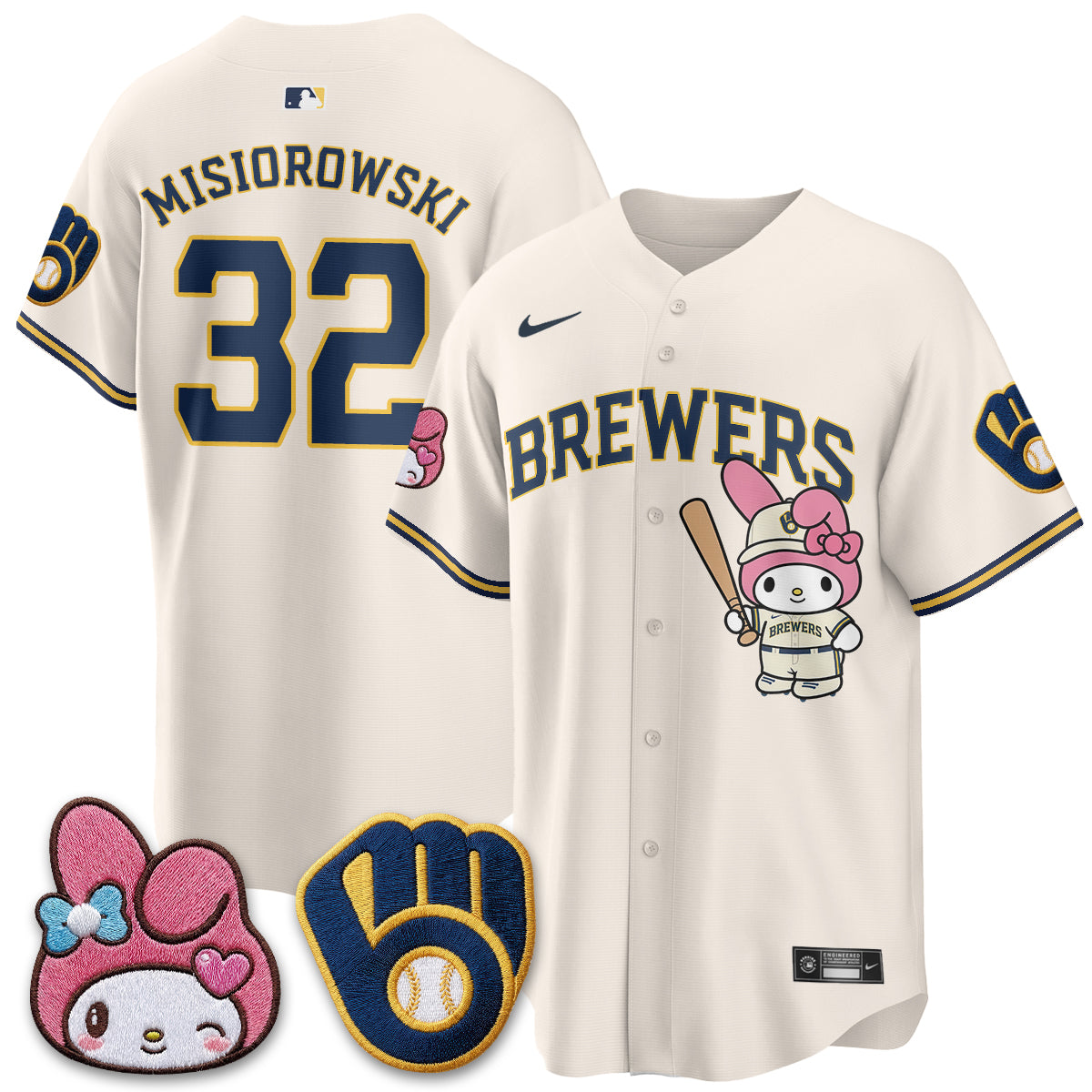 Milwaukee Brewers x Pink Sanrio Friend Edition Vapor Jersey - Stitched