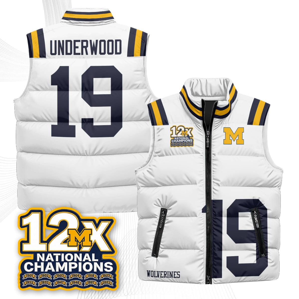 MICH 12X Champs Puffer Vest - Printed