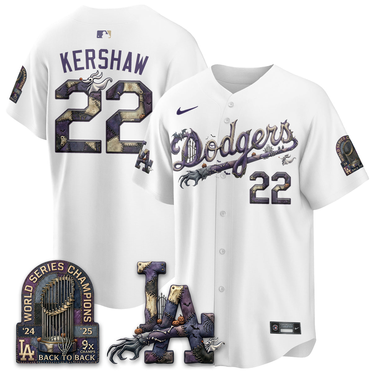 Los Angeles Dodgers Nightmare Edition Vapor Jersey - Printed