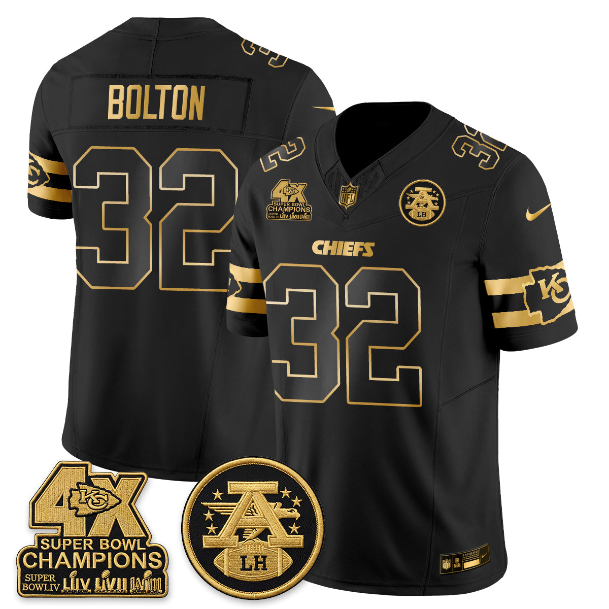 KC 4X Champs Gold Edition Vapor Jersey - Stitched