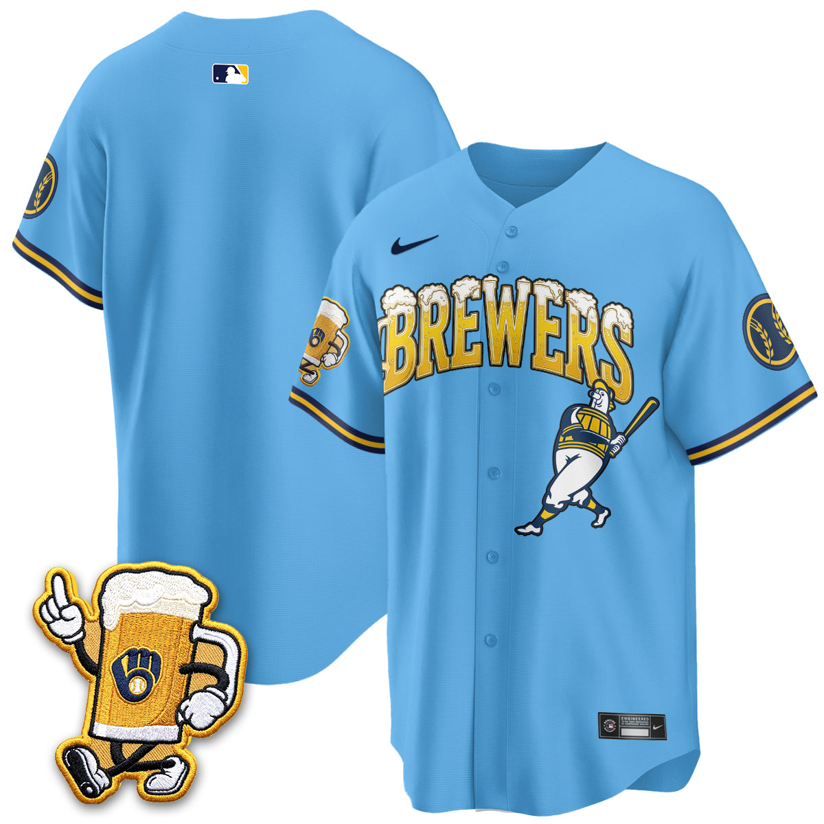 Milwaukee Brewers "Pitcher & Pint" Edition Vapor Jersey V2 - Stitched