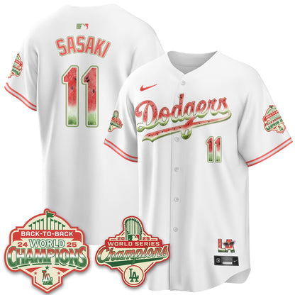 Los Angeles Dodgers National Watermelon Day Vapor Jersey - Stitched