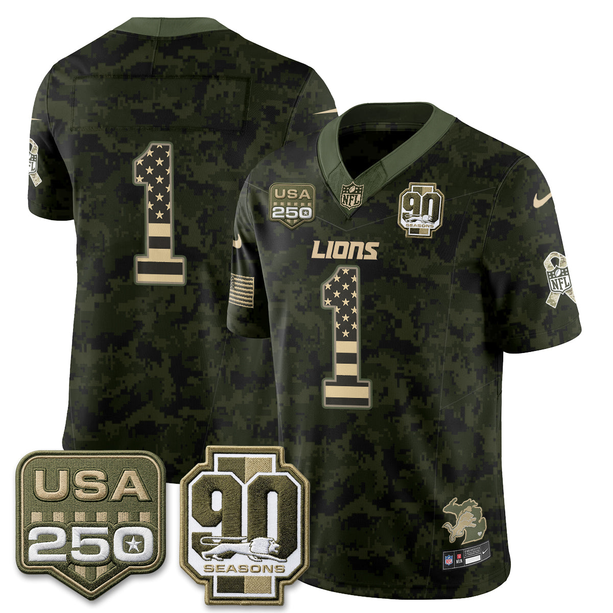 Detroit Lions 2026 Salute to Service Vapor Jersey - Stitched